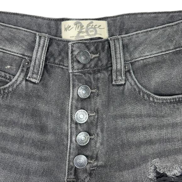 Free People Romeo Rolled Cutoff Shorts Black 26 New Denim Jean Exposed Button - Picture 5 of 7